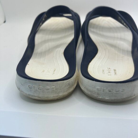 Crocs Navy Blue Lightweight Slide Sandals With Strappy Design Comfortable Fit Si - Picture 7 of 7